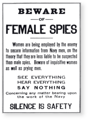 Beware of Female Spies postcard